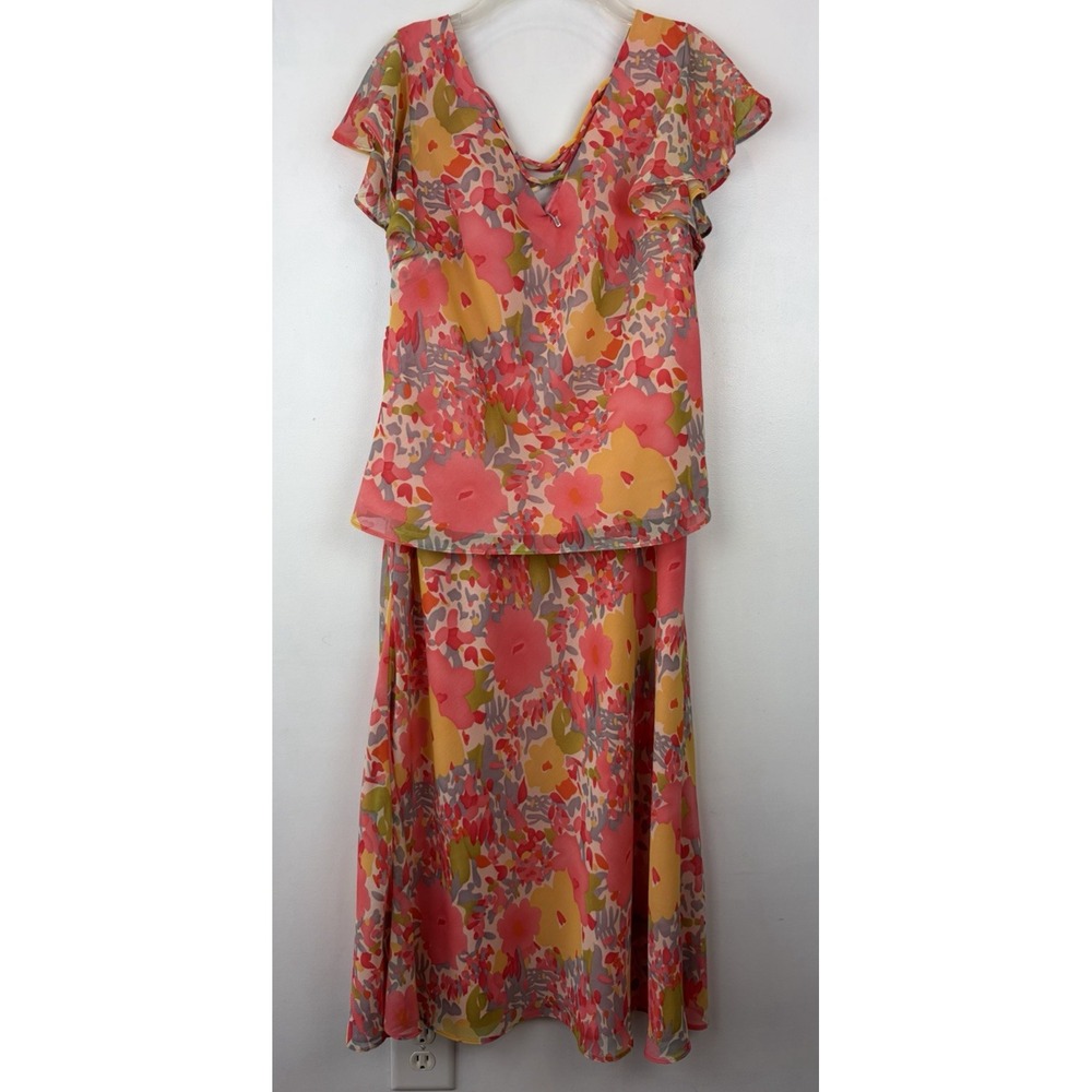 Vintage Floral Skirt Set 2 Piece Top Womens 8 Small Whimsical Romantic Flowy